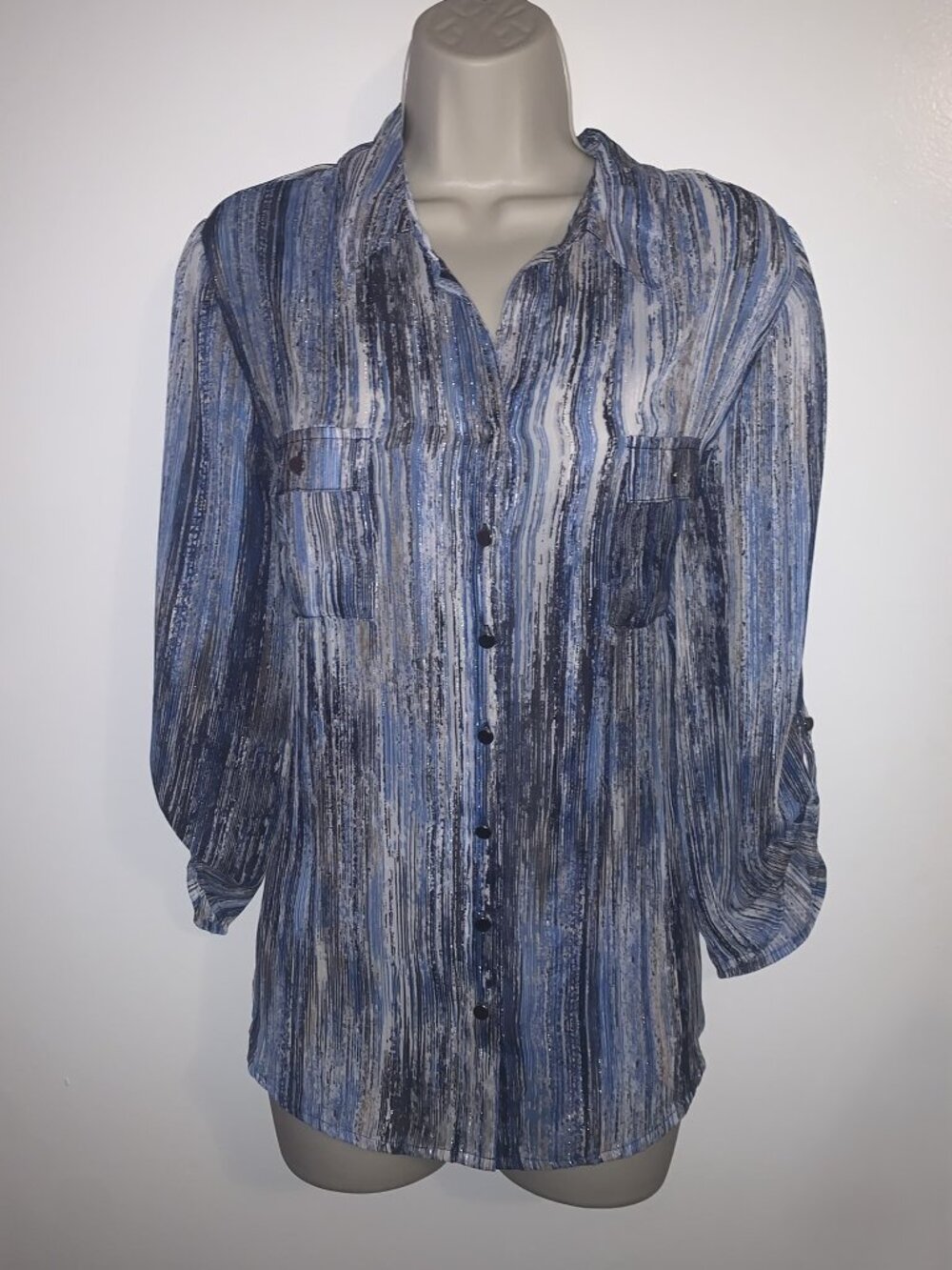 Rebecca Malone Petites Size PXL Long Sleeve Button Up Blouse